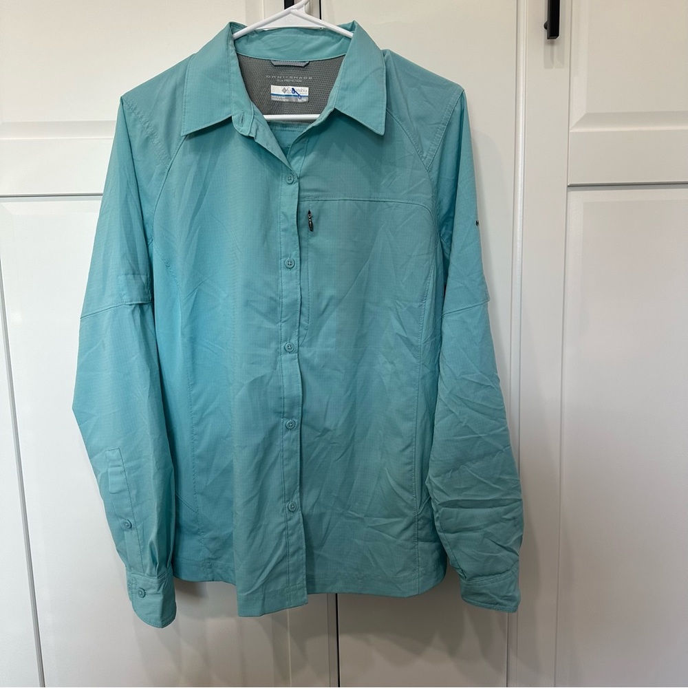 Columbia Women's Aqua Button Down Shirt XL